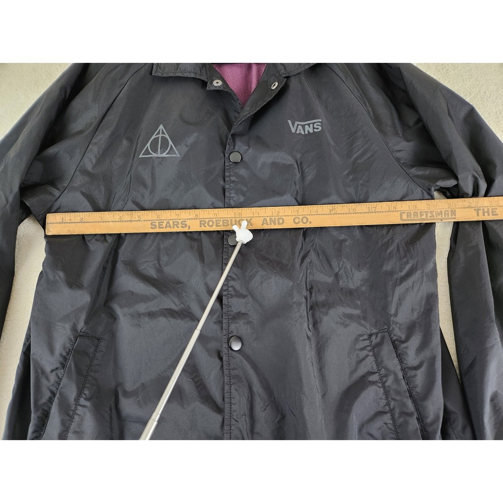 Vans Harry Potter  Deathly Hallows Coach Jacket Black Size Large Snap Button - Picture 6 of 11